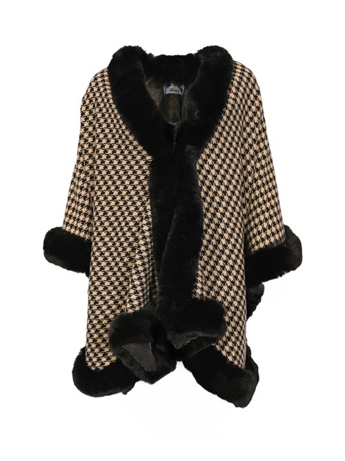 Cappa in pied de poule e faux fur BLUGIRL | PF5013 T030009E64